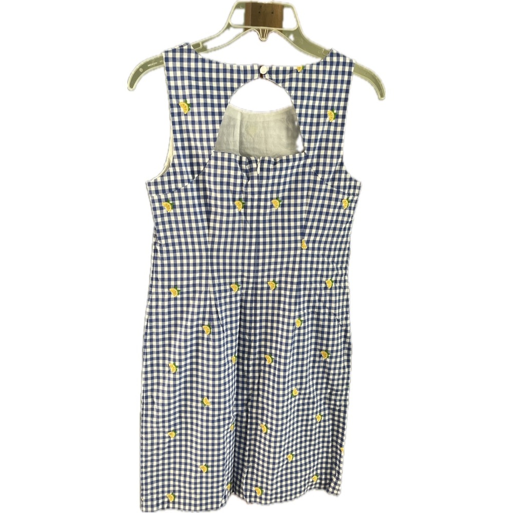 Talbots Blue Gingham Dress with Lemon Print - Picture 3 of 6
